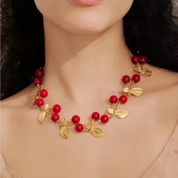 Anthropologie New adjustable Cherry Gold Women's Necklace - Picture 5 of 13